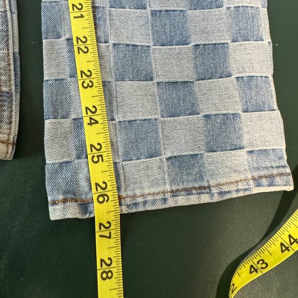 S.O.N.G. Jeans Timeless Fit Women's Sz 25 Checkered Denim Texture Embellished - Picture 8 of 9